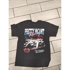 PRETTY VACANT Racing Graphic T Shirt Black Short Sleeve Los Angeles Grand Prix L